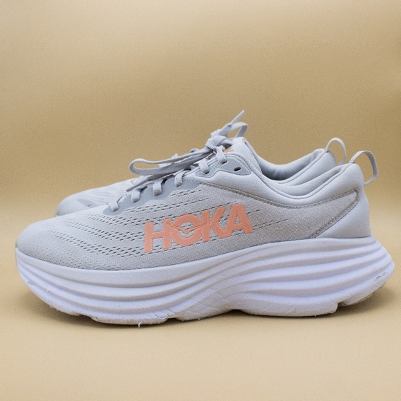 Hoka One One Bondi 8 Wide Gray Running Shoes 1127954-HMLR Women's Size 10 D - Picture 1 of 8